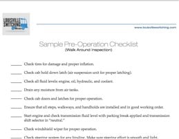 sample pre operation checklist Kalmar Trucks, Louisville Switching, Ottawa Dealer, Ottawa Terminal Tractors, Yard Dogs, yard trucks